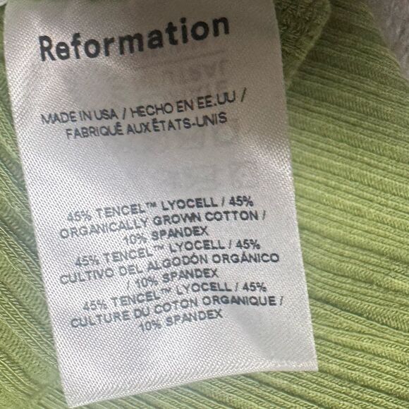 🔥 REFORMATION light green ribbed tencel blend open back midi dress sz xsmall - Picture 6 of 7